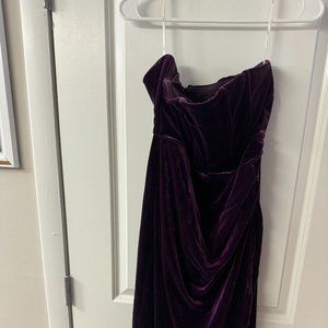 Lulu's Dark Purple Velvet Strapless Tulip Dress